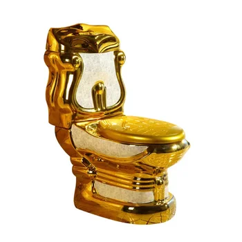 Керамические роскошные золотые санитарные изделия Цельный унитаз с раковиной Padestal Оптовики Наборы для ванной комнаты