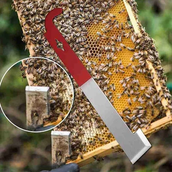 Инструменты для пчеловодства J-образный крючок Инструмент пчеловода Скребковый нож Подъемник рамы и скребок Нержавеющая пчела Ульи Инструменты