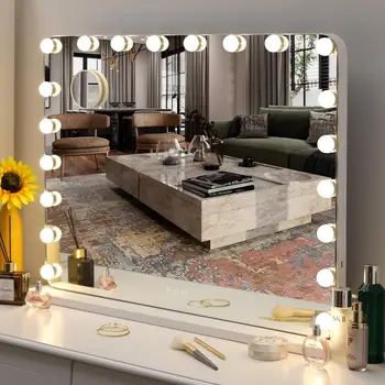 Голливудское зеркало для макияжа с подсветкой 20 светодиодов, 80x60 см Голливудское зеркало USB, большое косметическое зеркало 3 диммера Световое сенсорное управление