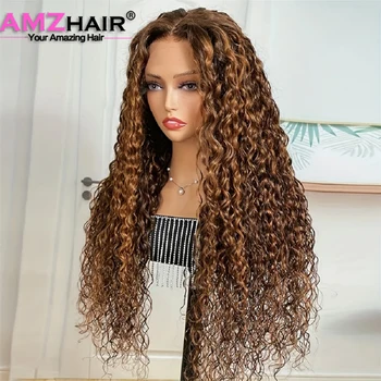 Amzhair 180 Densisty 13x4 Highlight Ombre Deep 13x6 Wave Lace Frontal Wigs Бразильские Hd 360 Full Lace Парики из натуральных волос для женщин
